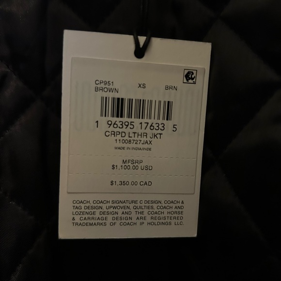 Brand new with tags Coach shrunken aviator, leather jacket with shearling colar - Picture 6 of 6